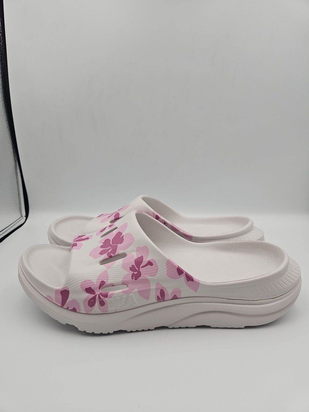 Hoka One One Pink Floral Slip-On Clogs
